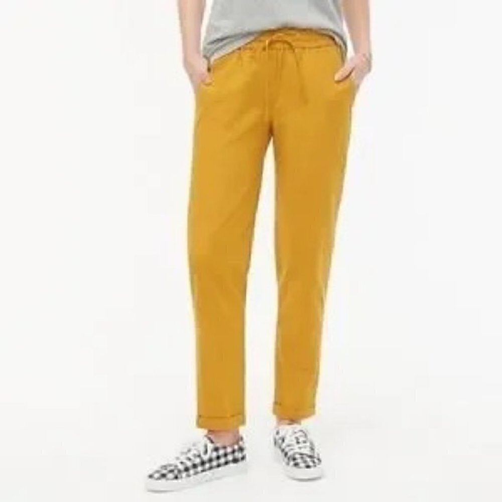 J. Crew Factory Linen Cotton Blend Ankle Cuffed Mustard Yellow Pants Size 00